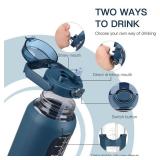 chunmo 42oz Glass Water Bolttles with Straw Half Gallon Large Motivational Water Bottle with Time Marker Sports Water Bottles with Silicone Sleeve and Handle Lid Water Jug for Gym Workout