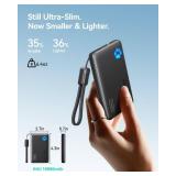 INIU Portable Charger, Ultra Slim 45W Fast Charging with Attached USB C Cable, Flight-Safe 10000mAh PD Power Bank Battery Pack, Travel Essential Phone Powerbank for iPhone 17 16 Samsung S25 Google etc