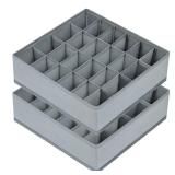Joyoldelf Sock Drawer Organizer Divider 2 Packs Underwear Organizer, 24 Cell Closet Organizers and Storage Organizer Sock Holders Organizers for Storing Socks, Handkerchiefs, Ties, Belts (Grey)