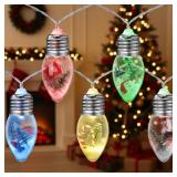 Aurelema Christmas Snow Globe String Lights 6.6ft 10 LED Vintage Christmas Tree Bulb Lights with Cute Ornaments for Xmas Indoor Outdoor Home Office Table Party Decor Battery Operated (Multicolor)