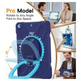 BATYUE for iPad 9th/ 8th/ 7th Generation Case (iPad 10.2 inch Rugged Case 2021/2020/2019) with Screen Protector, Rotating Stand/Pencil Holder/Carrying Shoulder Strap (Navy Blue)