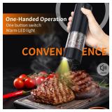 2Pack Electric Salt and Pepper Grinder Set USB Rechargeable with Warm LED Light, Adjustable Coarseness Lidaop Large Capacity Automatic Salt Pepper Mill Shakers for Kitchen, Restaurant, Outdoor, Black