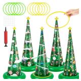 Christmas Games, 5 Pack Inflatable Ring Toss Game with 10 Plastic Rings Air Pump, Christmas Party Games for Kids Adults Family Indoor Outdoor Play