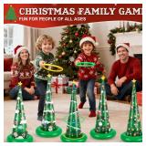 Christmas Games, 5 Pack Inflatable Ring Toss Game with 10 Plastic Rings Air Pump, Christmas Party Games for Kids Adults Family Indoor Outdoor Play