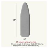 UniSimp Ironing Board Cover and Pad 15x54 Extra Thick Natural Cotton, Scorch and Stain Resistant Padding, Standard Size Iron Board Cover with Fasteners Heavy Duty Elastic Edge, Heatproof Gray