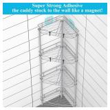 HuggieGems 4 Tier Floor Standing Corner Shower Caddy Organizer Shelf with Hooks, Bathroom Shelves Stand Rack, Silver