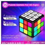 Xinbeiya Rechargeable Handheld Cube with Games - 15 Fun Brain & Memory Games with Score Screen for Kids Teens - Christmas Easter Birthday Gifts for Boys Girls Ages 6-12+ Years Old (Black)