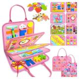 Gojmzo Busy Board Montessori Toys for Toddler Girl Birthday Gifts, Busy Book Sensory Toys for Toddlers, Learning Educational Toddler Travel Activities