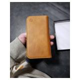 SHIELDON Leather Wallet Case for iPhone 17 5G 6.3 2025 | RFID Blocking Credit Card Holder, Magnetic Closure, Kickstand, Folio Design, Shockproof Full Protective Cover - Retro Light Brown