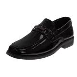 Josmo Boys Dress Shoes Slip-On Comfort Uniform Oxford Loafer with Buckle - Black Patent (Sizes 1 Big Kid)