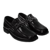 Josmo Boys Dress Shoes Slip-On Comfort Uniform Oxford Loafer with Buckle - Black Patent (Sizes 1 Big Kid)