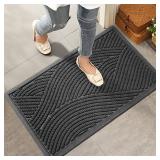 HIYARD Sturdy Front Door Mat, Absorbent Muddy Dirt Resist Welcome Door Mats Outdoor Indoor, Stain and Fade Resistant, Non-Slip Backing Entry Mat Low Profile Doormat for Entryway, 29x17, Grey