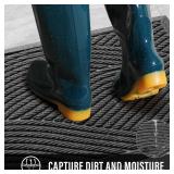 HIYARD Sturdy Front Door Mat, Absorbent Muddy Dirt Resist Welcome Door Mats Outdoor Indoor, Stain and Fade Resistant, Non-Slip Backing Entry Mat Low Profile Doormat for Entryway, 29x17, Grey