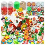 SIMPLIPLAY Christmas Sensory Dough Kit with 6 PCS 18oz Glitter Doughs & Accessories(280+pcs), DIY Christmas Crafts Kids, Stocking Stuffers for Kids, Build a Snowman Kit with Ornaments Creative Gift