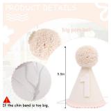 WAHAWU Baby 1st Birthday Cone Hat - First Birthday Hats Pink, Creamy White Hat for 1st Party, Baby First Party Supplies, One HBD Decorations, Cake Smash Hats
