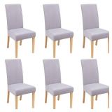 Smiry Velvet Stretch Dining Room Chair Covers Set of 6, Soft Removable Washable Chair Slipcovers Kitchen Parsons Chair Protector, Light Grey