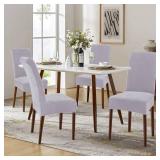 Smiry Velvet Stretch Dining Room Chair Covers Set of 6, Soft Removable Washable Chair Slipcovers Kitchen Parsons Chair Protector, Light Grey