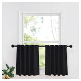 RYB HOME RV Camper Curtains 24 inches Length - Blackout Insualting Privacy Curtains for Basement Cafe Cabinet Tiers Drapes, 34 Width x 24 Length, 2 Panels, Black