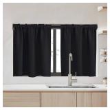 RYB HOME RV Camper Curtains 24 inches Length - Blackout Insualting Privacy Curtains for Basement Cafe Cabinet Tiers Drapes, 34 Width x 24 Length, 2 Panels, Black