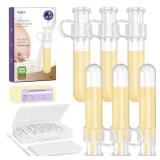 Nuliie Colostrum Collector Kit 7ml/6pcs, Leakproof, Reusable Breast Milk Collector, Heat & Freezer Resistant, BPA-Free, With Cotton Cloth Wipe, Storage Case, Cleaning Brush - Ready-to-Use for Newborns