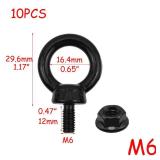 HEVSTIL 10PCS M6 Lifting Eye Bolts,Black Stainless Steel Machinery Shoulder Lifting Eye Bolt Ring Shoulder Eye Bolts Ring Eye Bolt with Lock Nuts for Hanging Hammocks, Swing Chairs