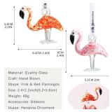 1 Glass Flamingo Ornament for Tree, Valentines Day Gifts, 2.4 Hand Blown Pink Flamingo,Art Glass Birds Animals Figurines Home Garden Hanging for Women