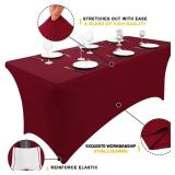 Smiry 2 Pack Spandex Table Cloth 6FT, Elastic Fitted Stretch Tablecloths, Washable and Wrinkle Free Rectangular Patio Table Cover for Outdoor, Wedding, Banquet & Parties (Wine Red, 72Lx30Wx30H Inch)