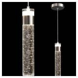 CCYCOL LED Pendant Lights Kitchen Island, Modern Brushed Nickel Bubble Crystal Hanging Pendant Light Fixtures, Mini Kitchen Pendant Lighting Over Island, 4000K (1Pack)