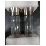 Herda Salt and Pepper Grinder - Refillable 304 Brushed Stainless Steel Shaker - Adjustable Ceramic Sea Salt & Pepper Grinder - Tall Glass Salt- Pepper Mill & Salt Mill (2Pcs)