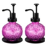 Tioncy Christmas Vintage Soap Dispenser for Bathroom 8 oz Glass Kitchen Hand Dispenser with Pump Farmhouse Antique Snowflake Liquid Hand Soap Accessories Rustic Antique Bathroom Decor(Purple)