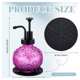 Tioncy Christmas Vintage Soap Dispenser for Bathroom 8 oz Glass Kitchen Hand Dispenser with Pump Farmhouse Antique Snowflake Liquid Hand Soap Accessories Rustic Antique Bathroom Decor(Purple)