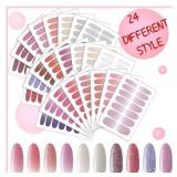 Maitys 336 Pieces 24 Sheets Full Wrap Nail Polish Strips Stickers Self Adhesive Gel Nail Strips Art Decals with File for Women DIY Decorations(Elegant Style)