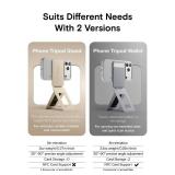 MOFT Phone Tripod Stand Selfie Stick for iPhone, Multi-Angles iPhone Stand, Lightweight & Portable Phone Holder, Strong Magnets, MOVAS Vegan Leather, Travel Essentials, Misty Cove (Without Card Slot)