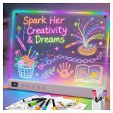 Lumiboard Led Drawing Board with 13 Light Effects, 16 Rechargeable Glow Doodle LED Note Board with Colors, Neon Light Up Drawing Tablet Gifts for Kids for Valentines Birthday Christmas Gift Ideas