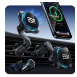 ESR OmniLock Qi2.2 Certified 25W MagSafe Car Mount Charger with CryoBoost, Phone Cooling MagSafe Car Charger, 360° Rotatable, Air Vent Magnetic Car Phone Holder for iPhone 17/16 with iOS 26, Black