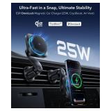 ESR OmniLock Qi2.2 Certified 25W MagSafe Car Mount Charger with CryoBoost, Phone Cooling MagSafe Car Charger, 360° Rotatable, Air Vent Magnetic Car Phone Holder for iPhone 17/16 with iOS 26, Black