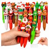 LiYiQ Christmas Colorful Multicolor Pen in One Cartoon Cute Fun 4-in-1 Cute Pens Bulk Kawaii Christmas Tree Snowman Santa Claus Reindeer Shape Cool Ballpoint Pens for Fun Gifts
