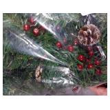 GUOOU 9 Foot Christmas Lighted Garland, Battery Operated Christmas Garland with Lights, Pre Lit Garland Wreath for Indoor Home Winter Holiday New Year Xmas Decorations