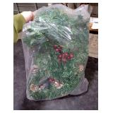 GUOOU 9 Foot Christmas Lighted Garland, Battery Operated Christmas Garland with Lights, Pre Lit Garland Wreath for Indoor Home Winter Holiday New Year Xmas Decorations