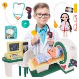Doctor Kit for Toddlers 3-5, Kids Doctor Playset with Medical Tools, X-ray Machine and Toy Stethoscope ,Educational Pretend Play for Boys & Girls Ages 2 3 4 5 6,Birthday Gift & Dress-Up Toys