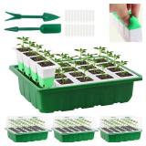 Sondiko Seed Starter Tray with Soft Silicone Cells, 80 Cells Seedling Trays Seed Startering Kit, 4 Pack Plant Starter Trays with Humidity Dome, Base Mini Greenhouse Germination Kit