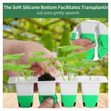 Sondiko Seed Starter Tray with Soft Silicone Cells, 80 Cells Seedling Trays Seed Startering Kit, 4 Pack Plant Starter Trays with Humidity Dome, Base Mini Greenhouse Germination Kit