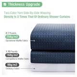 Dynamene Extra Long Shower Curtain,84 Inch Long Waffle Weave Weighted Thick Cloth Bathroom Shower Curtain, Neutral Heavy Duty Hotel Bath Curtain Set with 12 Plastic Hooks,72x84,Navy Blue