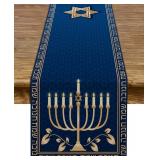 Hanukkah Table Runner Chanukah Menorah Star of David Jewish Festival Holiday Party Kitchen Dining Home Decoration (13 x 72)