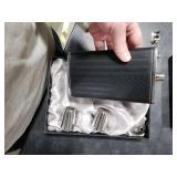 LHD HOME Flask For Men,350ml/12oz Hip Flask, 304 Food Grade Stainless Steel,2 Cups And Funnel Portable Gift Box For Whiskey Rum Groomsman Best Man Usher Wedding-Leather America Flag Black