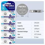 PKCELL CR1225 3V Lithium Battery CR 1225 3V Button Batteries for Thermometer 5-Year Shelf Life (5 Count)