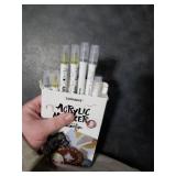 TRANSON 3 Gold, 3 Silver, 1 Black and 1 White Paint Markers Bold and Fine Dual-tip Acrylic Paint Marker Set for Rock Painting Glass Canvas Wood Leather Ceramic Painting