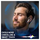 Wireless Bluetooth 5.4 Earbuds, Ear Buds LED Power Display Headphones 6D Stereo, Bluetooth Earbuds in-Ear Noise Cancelling Mic, 40H Playback Mini Case IP7 Waterproof Sports Earphones for Android iOS