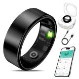 Smart Health Ring for Women Men Fitness Tracker with Heart Rate, Blood Oxygen, Blood Pressure, Sleep Monitoring, Step Counting, IP68 Waterproof for iOS and Android, No APP Fee, Xmas Gifts, Black 12