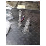 Hewory Glass Candlestick Holders Set: 3PCS Clear Candle Holder Taper Candle Holders Bulk, Crystal Ribbed Candle Sticks Holder Decor for Table Centerpiece Wedding Christmas Thanksgiving Dinner